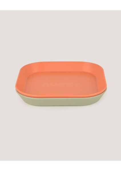 Let's Be Child 2'li Kare Tabak Sage Green-Peach