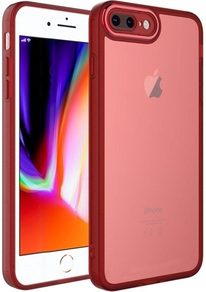 Apple iPhone 8 Plus Uyumlu Kılıf Kamera Korumalı Transparan Zore Post Kapak, Kırmızı