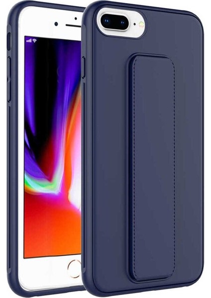 Apple iPhone 8 Plus Uyumlu Kılıf Zore Qstand Kapak, Lacivert