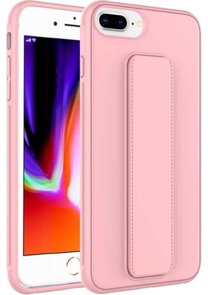 Apple iPhone 8 Plus Uyumlu Kılıf Zore Qstand Kapak, Pembe