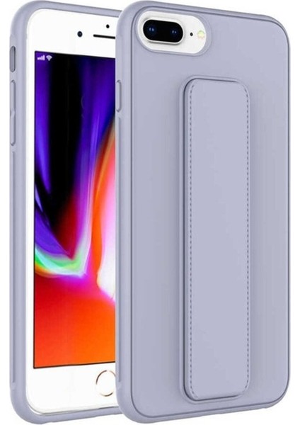 Apple iPhone 8 Plus Uyumlu Kılıf Zore Qstand Kapak, Gri