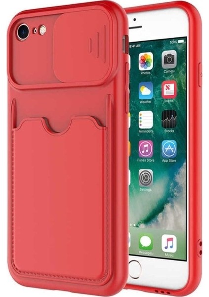 Apple iPhone Se 2020 Uyumlu Kılıf Zore Kartix Kapak, Kırmızı