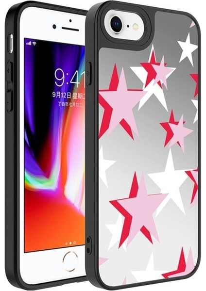 Apple iPhone Se 2022 Uyumlu Kılıf Aynalı Desenli Kamera Korumalı Parlak Zore Mirror Kapak, Yıldız