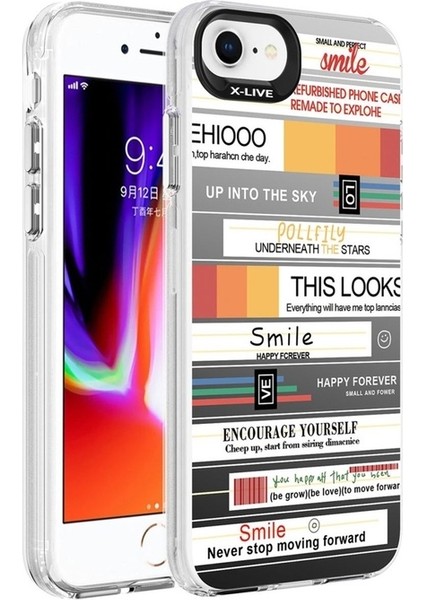 Apple iPhone Se 2022 Uyumlu Kılıf Desenli Zore Silver Sert Kapak, Mottolar