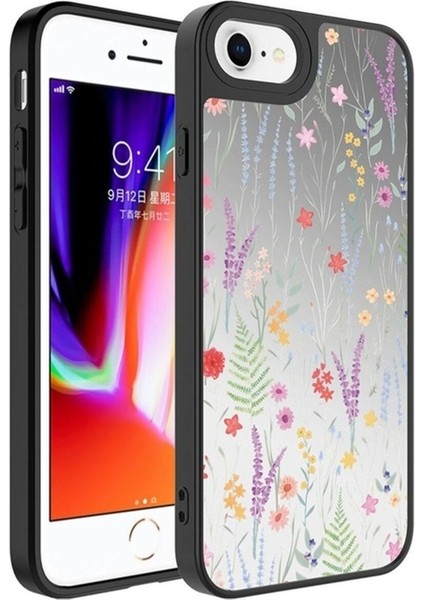 Apple iPhone Se 2022 Uyumlu Kılıf Aynalı Desenli Kamera Korumalı Parlak Zore Mirror Kapak, Dallar