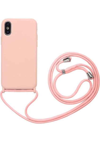 Apple iPhone x Uyumlu Kılıf Zore Ropi Kapak, Pembe Açık