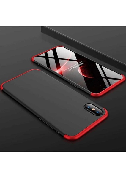 Apple iPhone Xs Max Uyumlu Kılıf Zore Ays Kapak, Siyah-Kırmızı