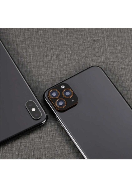 Apple iPhone Xs Max Uyumlu Zore Cp-01 iPhone 11 Pro Max Kamera Lens Dönüştürücü, Gold