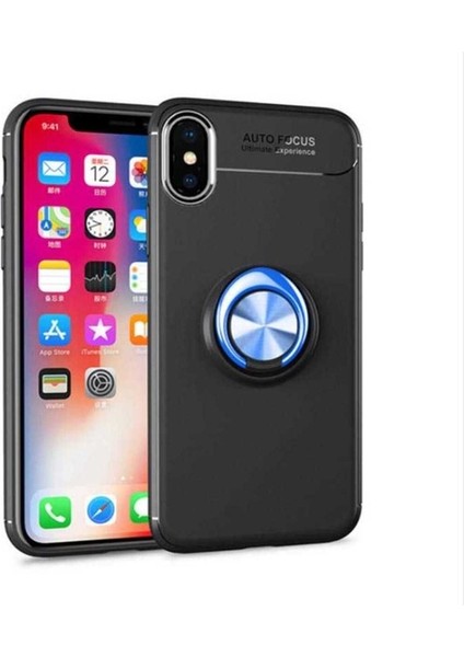 Apple iPhone Xs Max Uyumlu Kılıf Zore Ravel Silikon Kapak, Siyah-Mavi