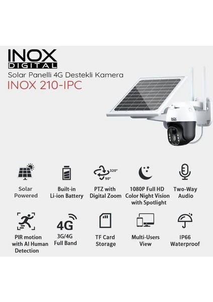 Inox 4g Solar Kamera Hd 1080P 4g Solar Panel Pt Ip Camera INOX-210IPC TYC00471194116