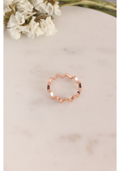 925 Ayar Rose Gümüş Zikzak Yüzük modelleri