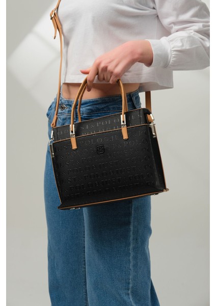 Kadın 5 Bölmeli Gofraj Baskılı El ve Omuz Çantası JPM4045