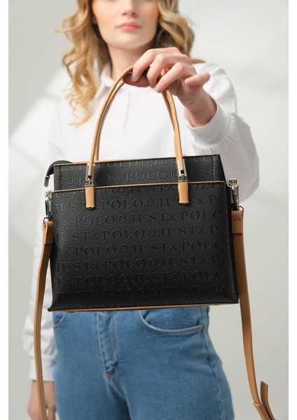 Kadın 5 Bölmeli Gofraj Baskılı El ve Omuz Çantası JPM4045 fırsatları