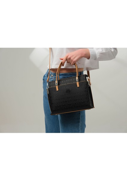 Kadın 5 Bölmeli Gofraj Baskılı El ve Omuz Çantası JPM4045 indirimleri