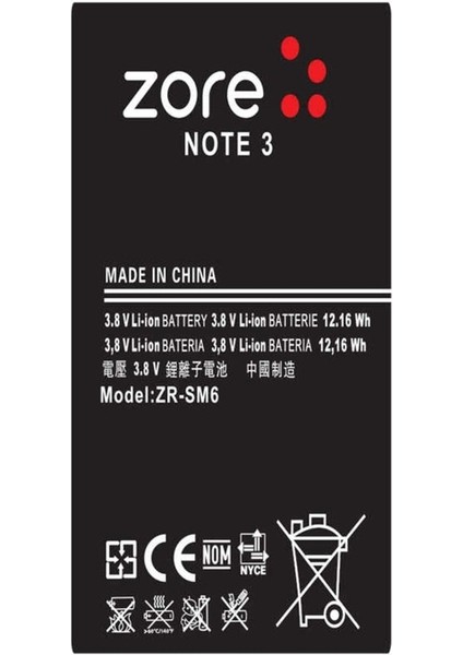 Galaxy Note 3 2800 Mah Zore Quality Batarya