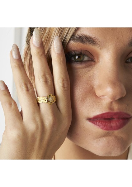 Çiçek Detaylı Örgülü Yüzük indirimleri