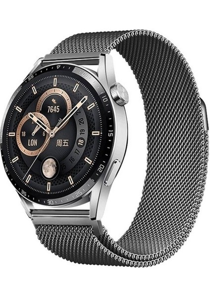 Honor Magic 2 46MM Uyumlu Zore Band-12 22MM Metal Hasır Kordon, Gri