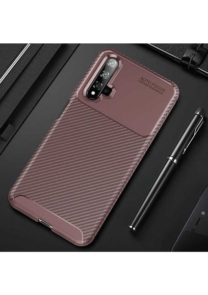 Huawei Honor 20 Uyumlu Kılıf Zore Negro Silikon Kapak, Kahverengi