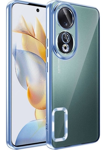 Huawei Honor 90 Uyumlu Kılıf Kamera Korumalı Logo Gösteren Zore Omega Kapak, Gümüş