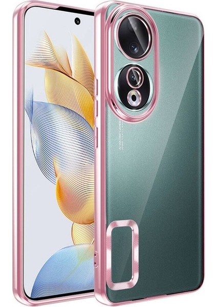 Huawei Honor 90 Uyumlu Kılıf Kamera Korumalı Logo Gösteren Zore Omega Kapak, Rose Gold