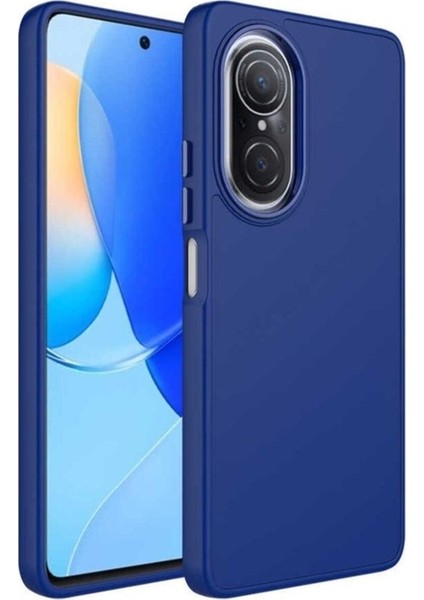 Huawei Nova 9 Se Uyumlu Kılıf Metal Çerçeve ve Buton Tasarımlı Silikon Zore Luna Kapak, Lacivert