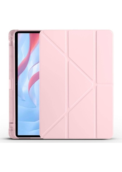 Huawei Honor X8 Pro 11.5' Uyumlu Kılıf Zore Tri Folding Kalem Bölmeli Standlı Kılıf, Rose Gold