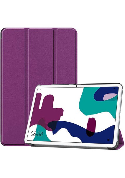 Huawei Matepad 10.4 Uyumlu Zore Smart Cover Standlı 1-1 Kılıf, Mor
