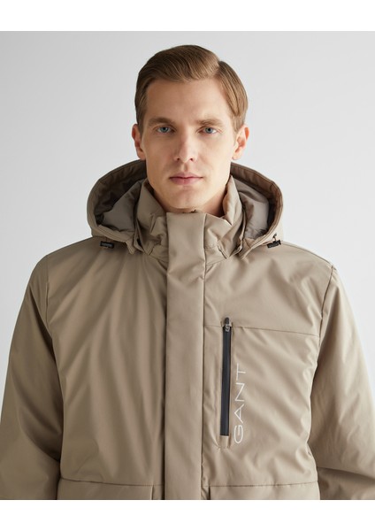 Erkek Bej Kapüşonlu Logolu Mont 7123301T.261 fırsatları