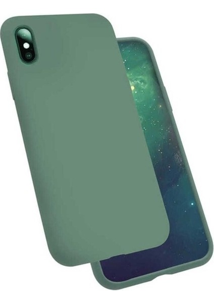 Apple iPhone Xs Max Uyumlu Kılıf Zore Silk Silikon, Koyu Yeşil
