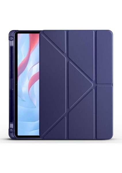 Huawei Honor X8 Pro 11.5' Uyumlu Kılıf Zore Tri Folding Kalem Bölmeli Standlı Kılıf, Lacivert