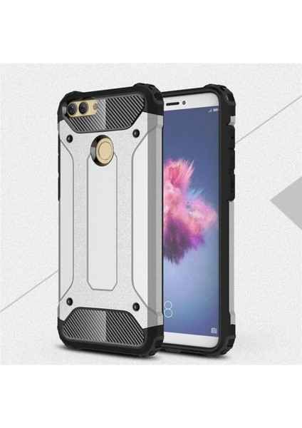 Huawei P Smart Uyumlu Kılıf Zore Crash Silikon Kapak, Gümüş