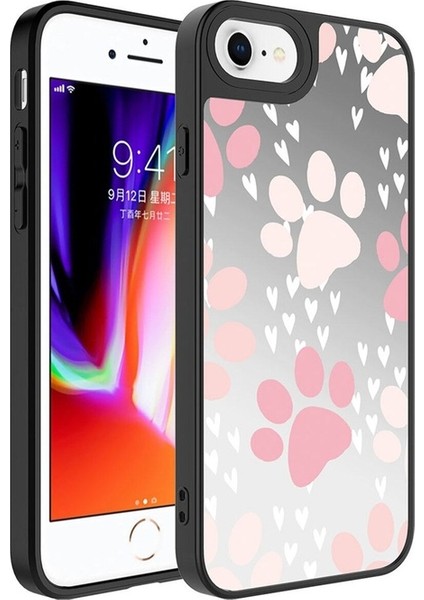 Apple iPhone Se 2022 Uyumlu Kılıf Aynalı Desenli Kamera Korumalı Parlak Zore Mirror Kapak, Pati