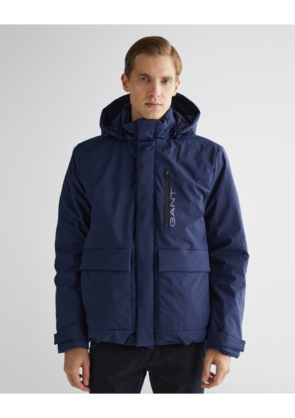 Erkek Lacivert Kapüşonlu Logolu Mont 7123301T.410