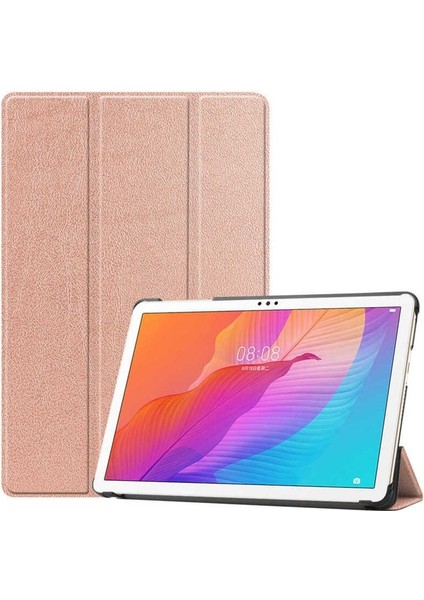 Huawei Matepad T10 Uyumlu Zore Smart Cover Standlı 1-1 Kılıf, Rose Gold