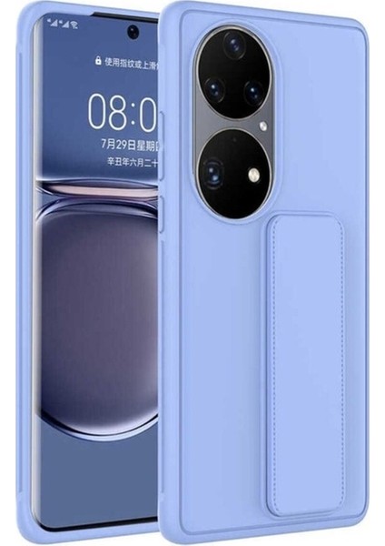 Huawei P50 Pro Uyumlu Kılıf Zore Qstand Kapak, Lila