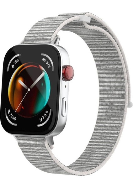 Huawei Watch Fit Uyumlu 3 Zore Krd-03 Hasır Kordon, Beyaz