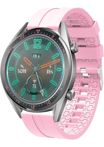 Huawei Watch Gt 3 46MM Uyumlu Kordon Silikon Yumuşak Esnek Sportif Krd-23 Kayış, Pembe