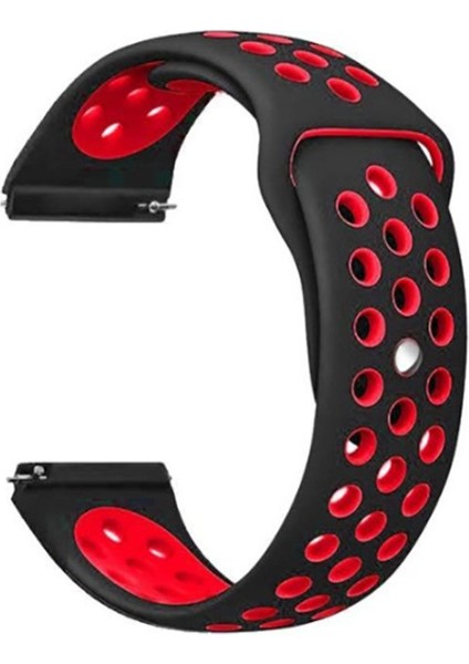 Huawei Watch Gt 3 42MM 20MM Uyumlu Kordon Silikon Esnek Yumuşak Delikli Spor Krd-02 Kayış, Siyah-Kırmızı modelleri