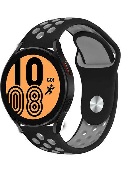 Huawei Watch Gt 3 42MM 20MM Uyumlu Kordon Silikon Esnek Yumuşak Delikli Spor Krd-02 Kayış, Siyah-Gri