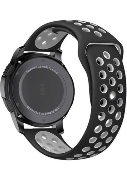 Huawei Watch Gt 3 42MM 20MM Uyumlu Kordon Silikon Esnek Yumuşak Delikli Spor Krd-02 Kayış, Siyah-Gri fiyatları