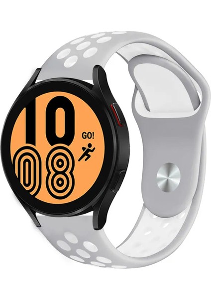 Huawei Watch Gt 3 42MM 20MM Uyumlu Kordon Silikon Esnek Yumuşak Delikli Spor Krd-02 Kayış, Gümüş-Gri