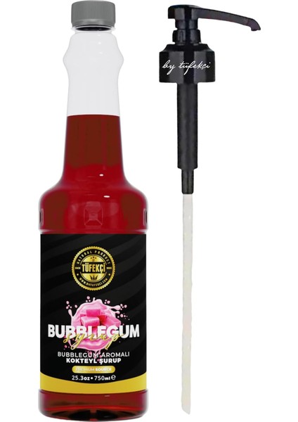 Bubble Gum Aromalı Kahve, Pasta ve Kokteyl Şurup 750 ml ve Şurup Pompası Avantajlı Set