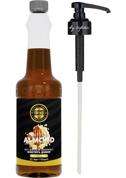 Acı Badem Aromalı Kahve, Pasta ve Kokteyl Şurup 750 ml ve Şurup Pompası Avantajlı Set