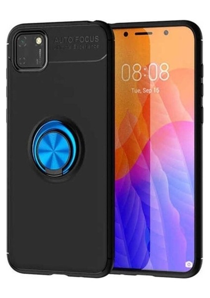 Huawei Y5P Uyumlu Kılıf Zore Ravel Silikon Kapak, Siyah-Mavi