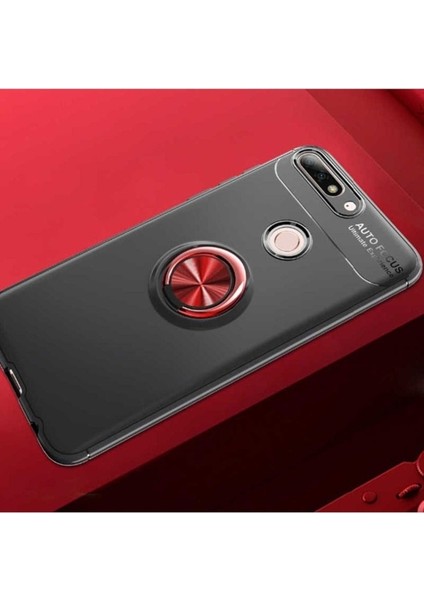 Huawei Y7 2018 Uyumlu Kılıf Zore Ravel Silikon Kapak, Siyah-Kırmızı