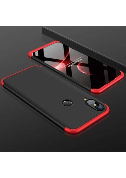 Huawei Y7 Prime 2019 Uyumlu Kılıf Zore Ays Kapak, Siyah-Kırmızı