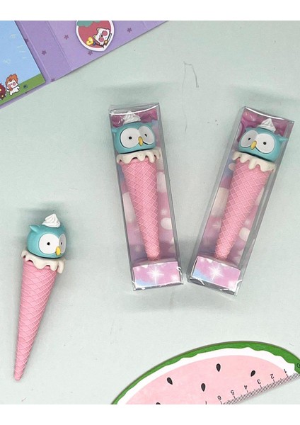 Pembe Renkli Baykuş Külah Silgi
