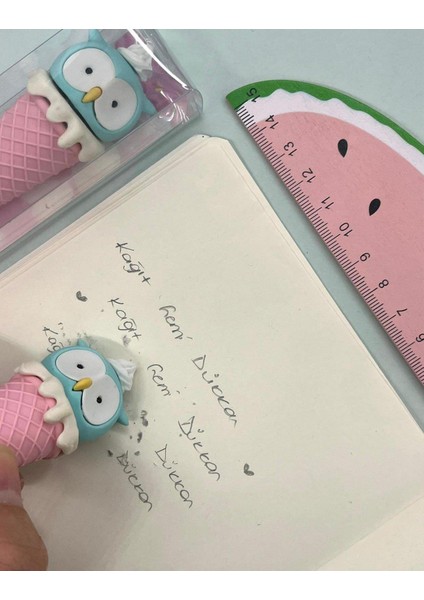 Pembe Renkli Baykuş Külah Silgi