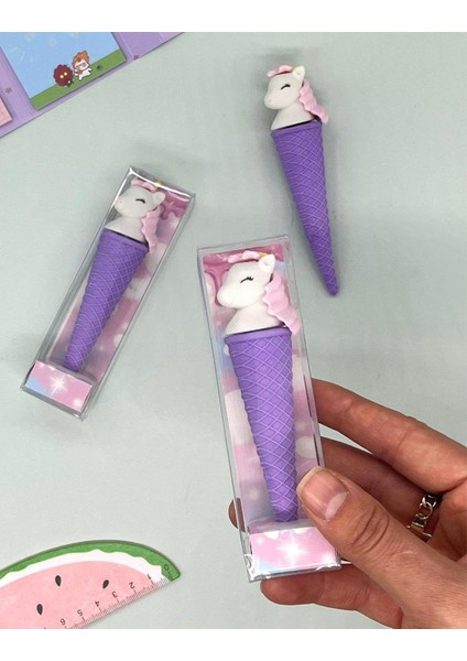 Mor Renkli Unicorn Külah Silgi