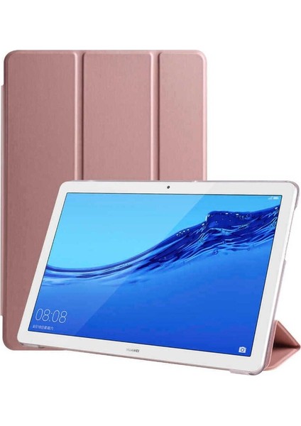 Huawei T5 10 Inç Uyumlu Zore Smart Cover Standlı 1-1 Kılıf, Gold